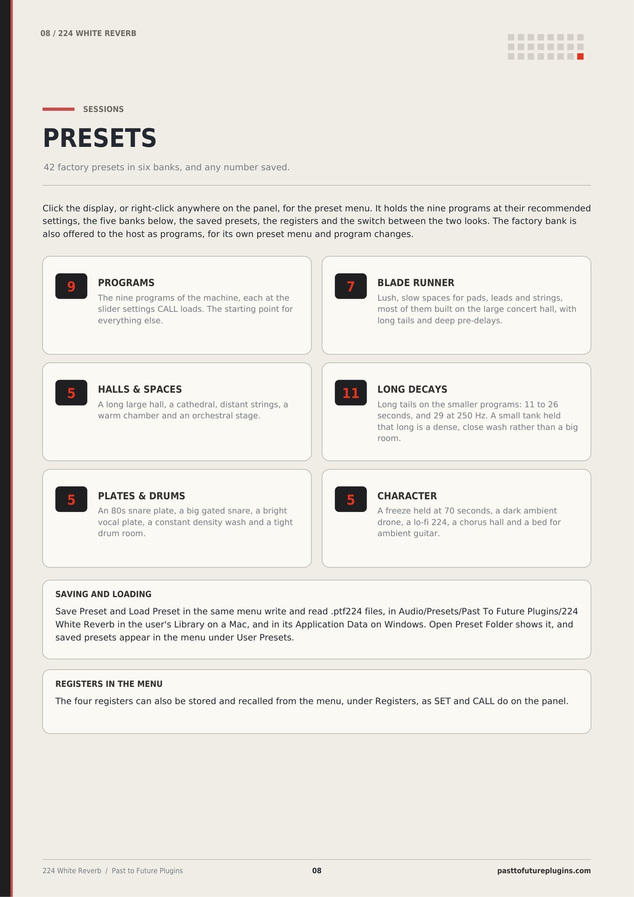 PTF 224 White Reverb user's manual, page 8