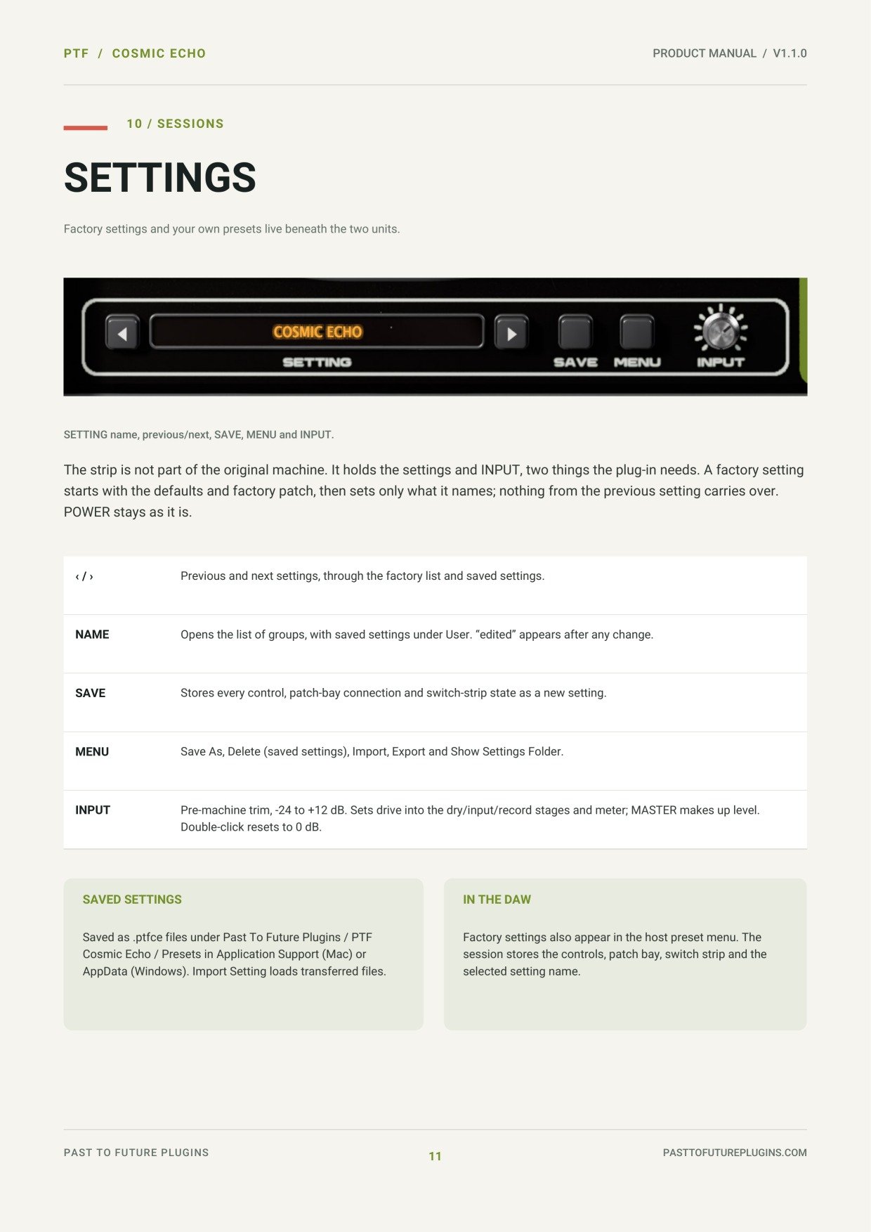 PTF Cosmic Echo user's manual, page 11