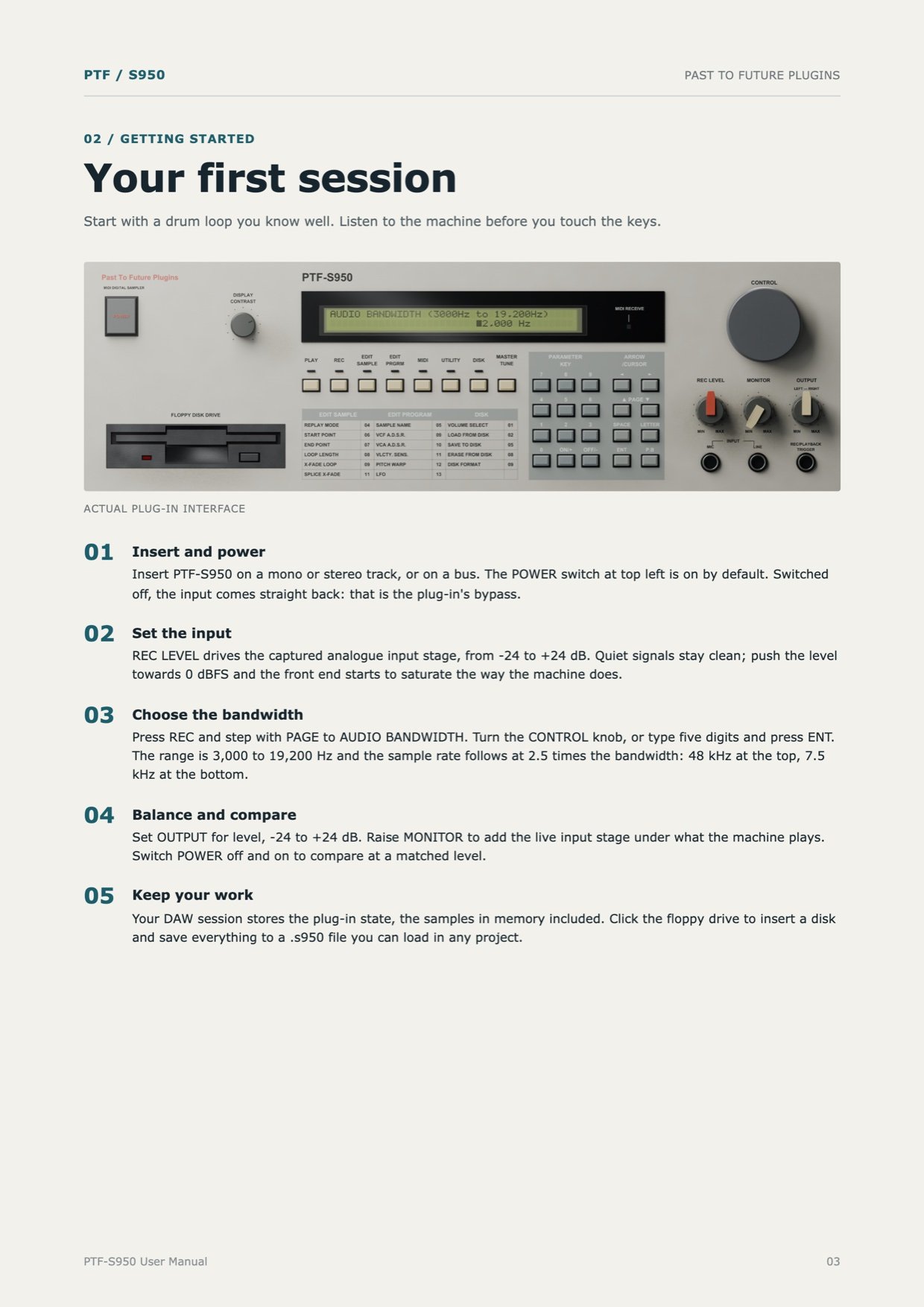 PTF S950 Sampler user's manual, page 3