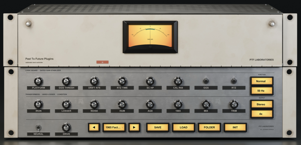 The 1965 levelling amplifier, rebuilt from its circuit.